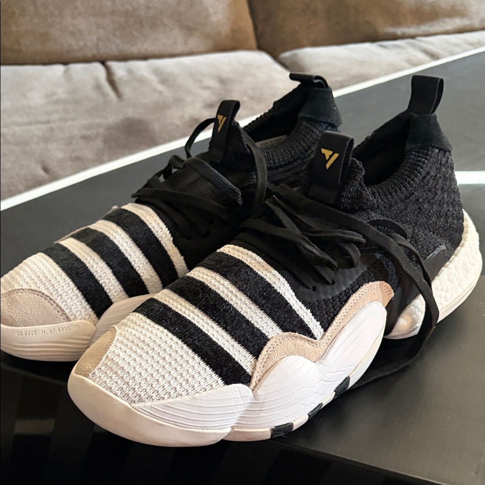 Trae Young Adidas Men's Black, White, and Tan Sneakers